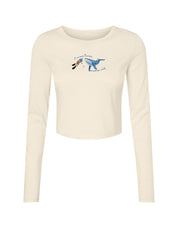 Save The Sea Embroidered Micro Rib Long Sleeved Tee