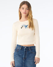 Save The Sea Embroidered Micro Rib Long Sleeved Tee