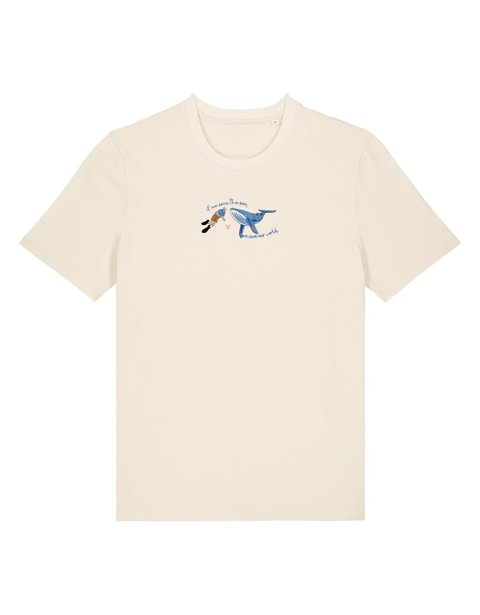 Save The Sea Embroidered Organic Cotton T-Shirt