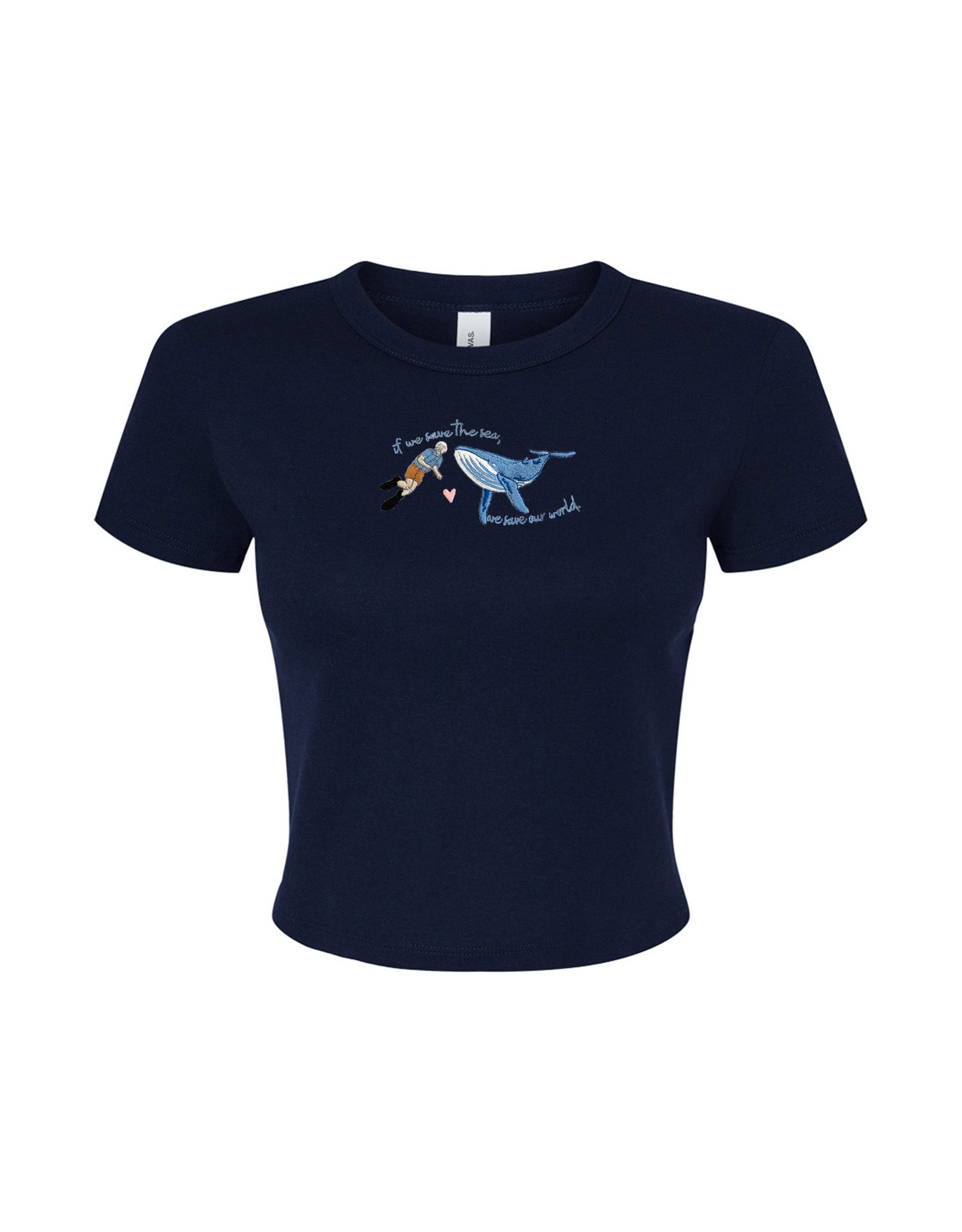 Save The Sea Embroidered Micro Rib Baby Tee