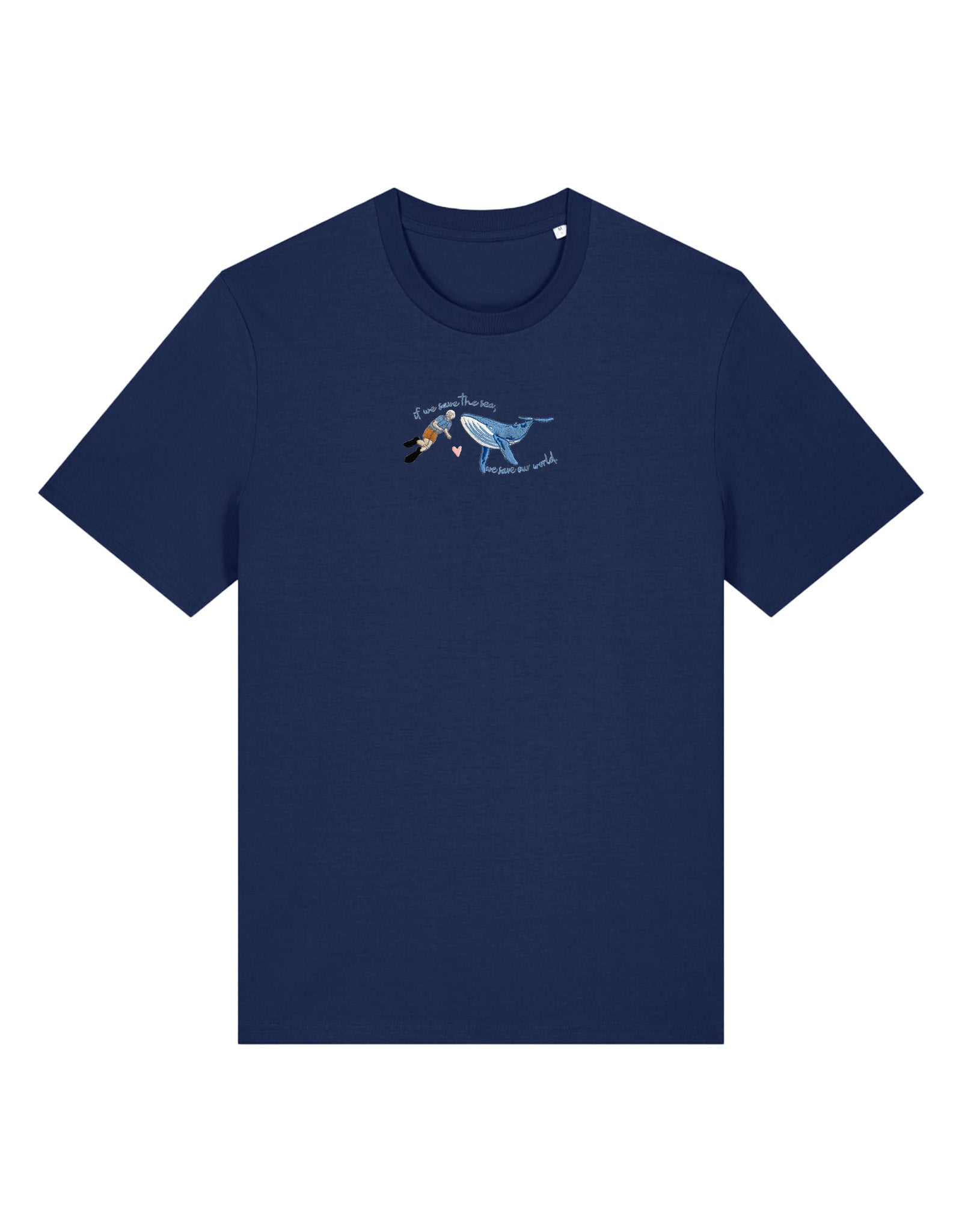 Save The Sea Embroidered Organic Cotton T-Shirt