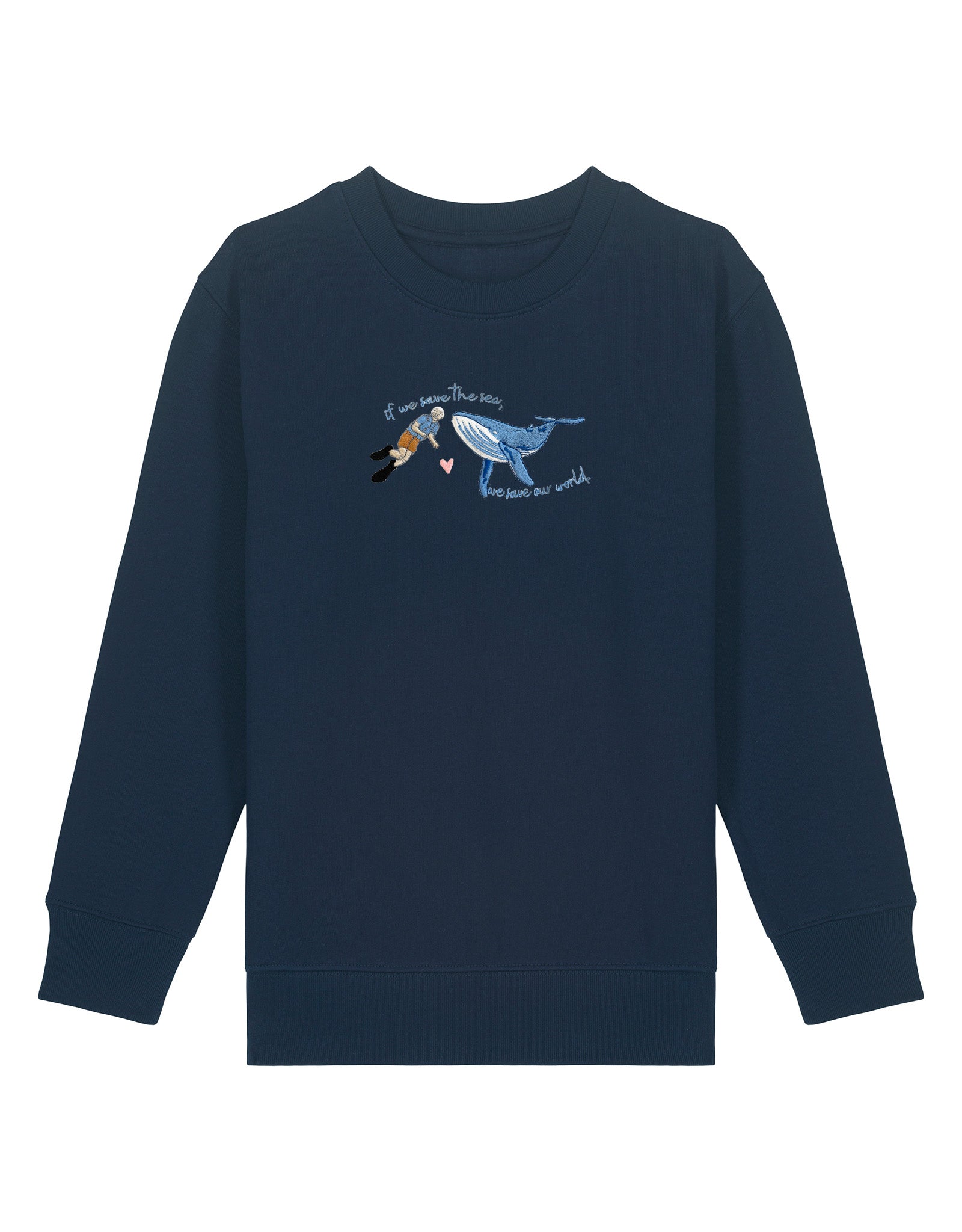 Save The Sea Embroidered Organic Cotton Childrens Sweatshirt
