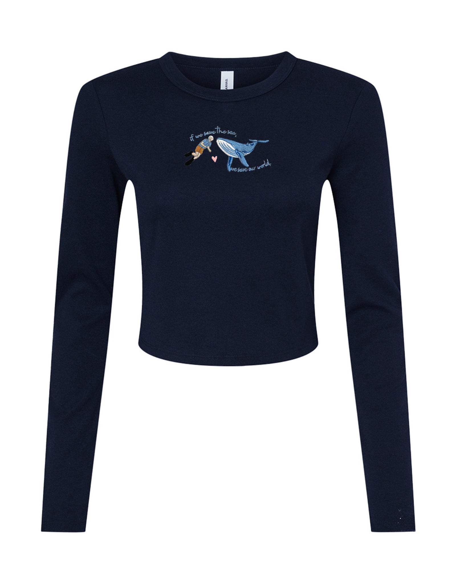 Save The Sea Embroidered Micro Rib Long Sleeved Tee