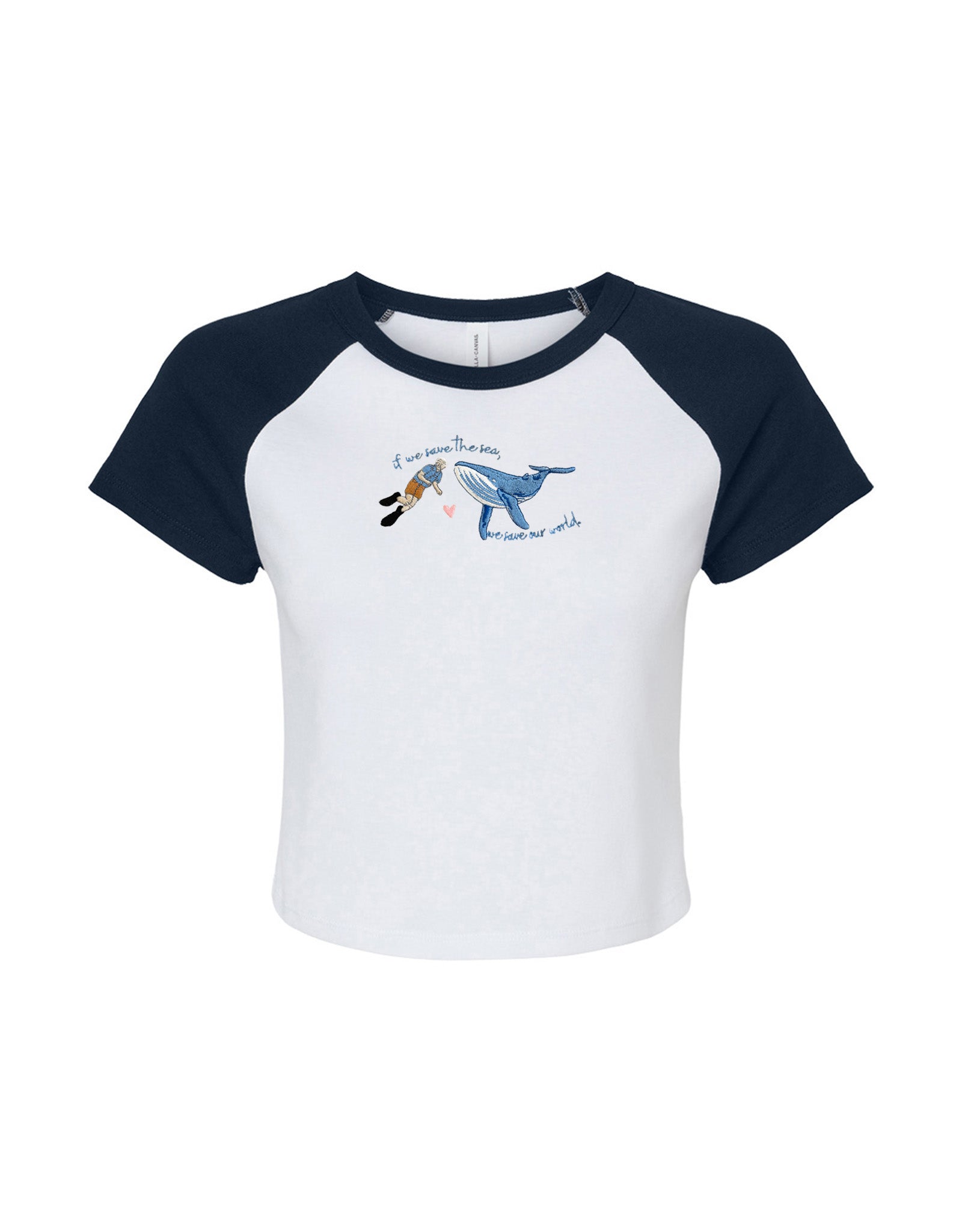 Save The Sea Embroidered Micro Rib Baby Tee