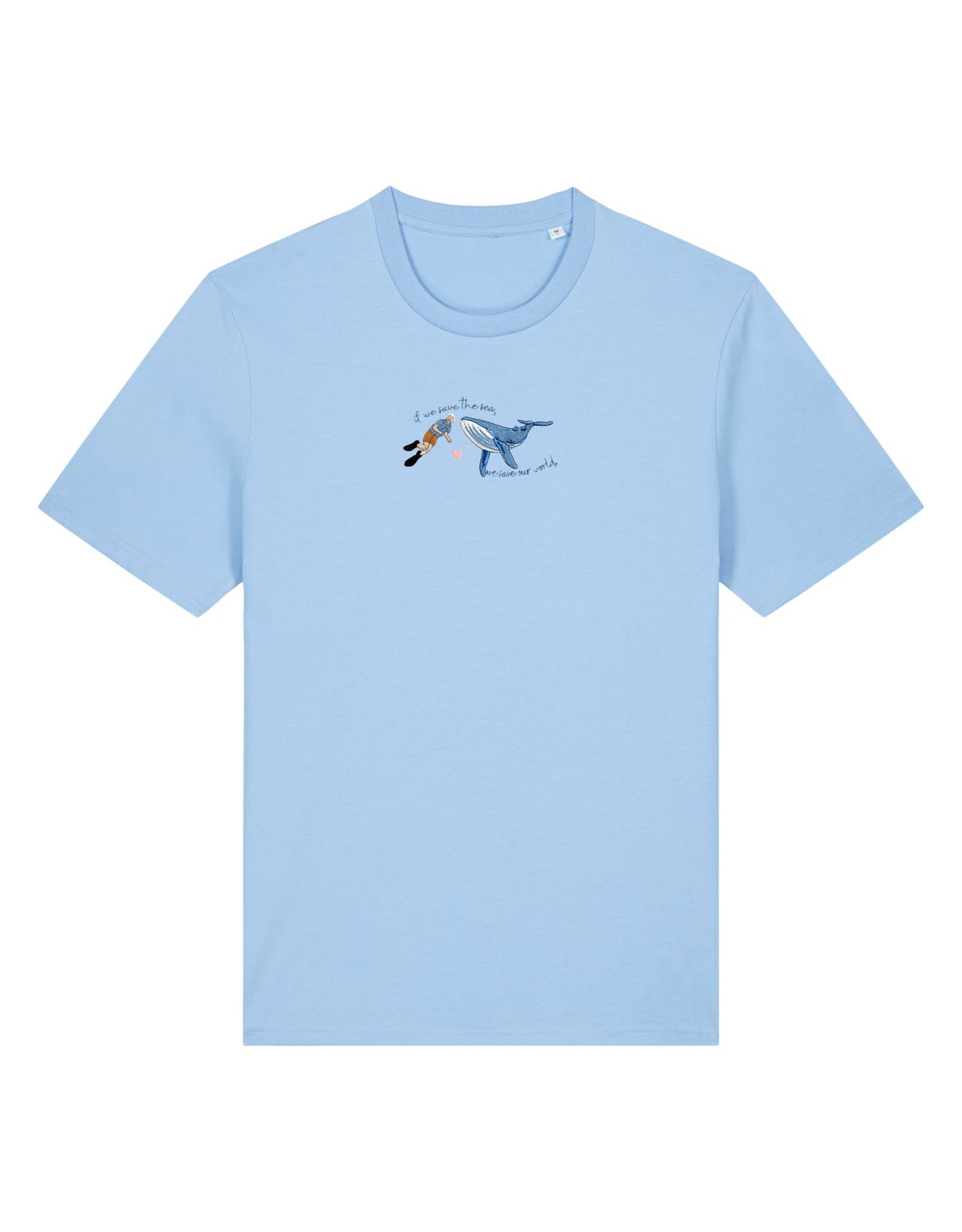 Save The Sea Embroidered Organic Cotton T-Shirt