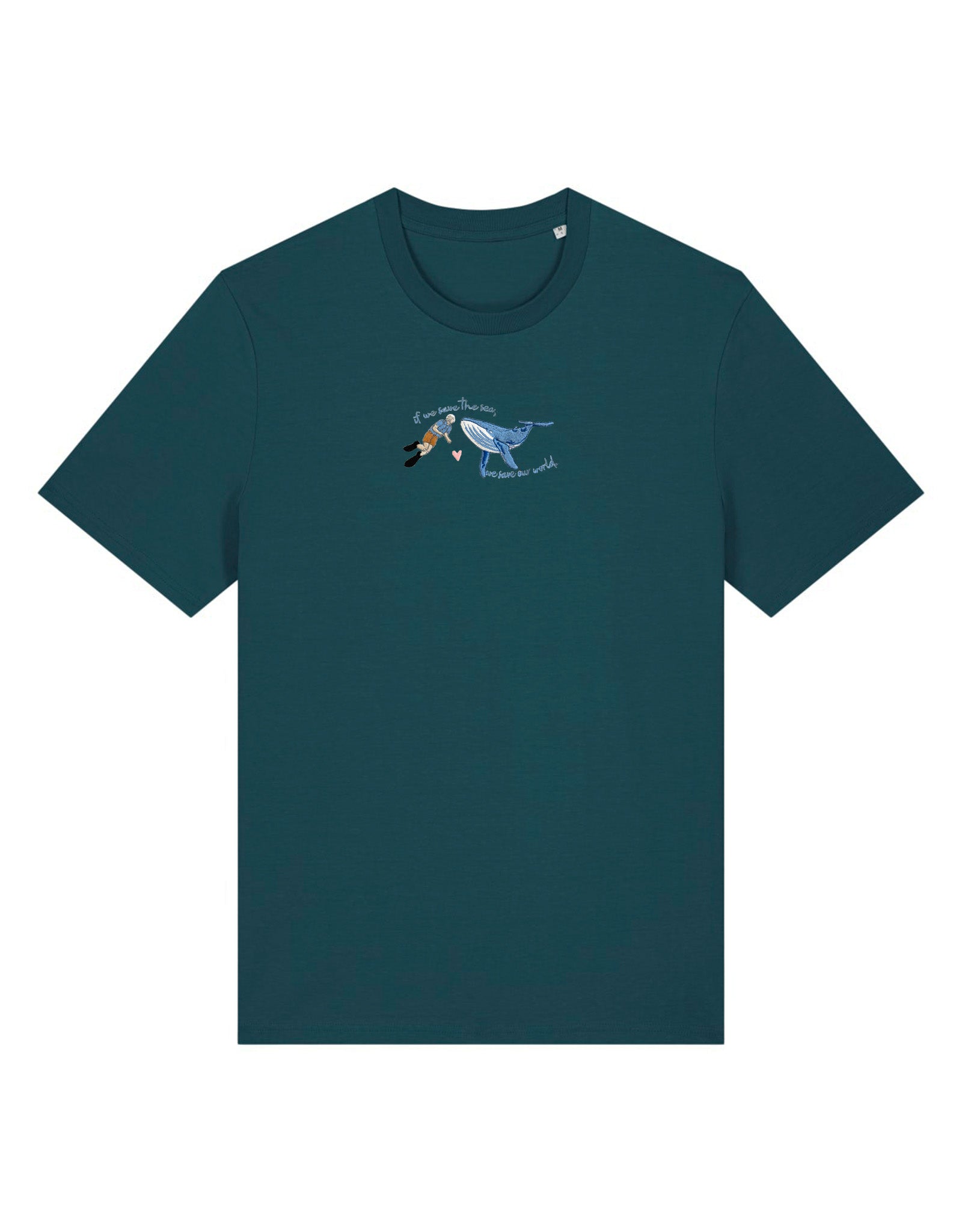 Save The Sea Embroidered Organic Cotton T-Shirt