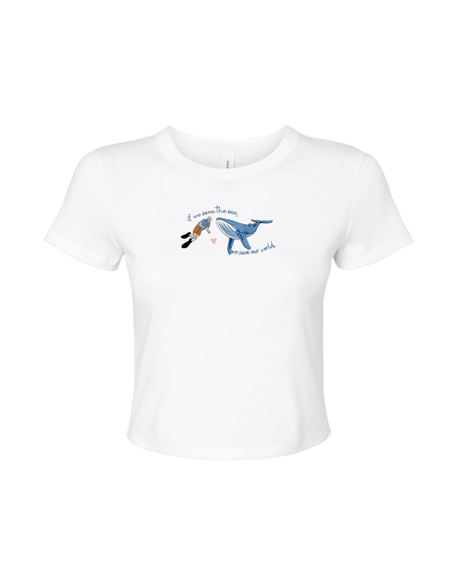 Save The Sea Embroidered Micro Rib Baby Tee