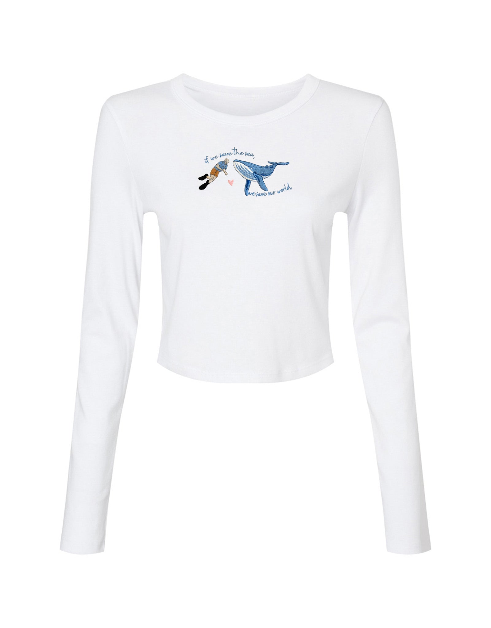 Save The Sea Embroidered Micro Rib Long Sleeved Tee