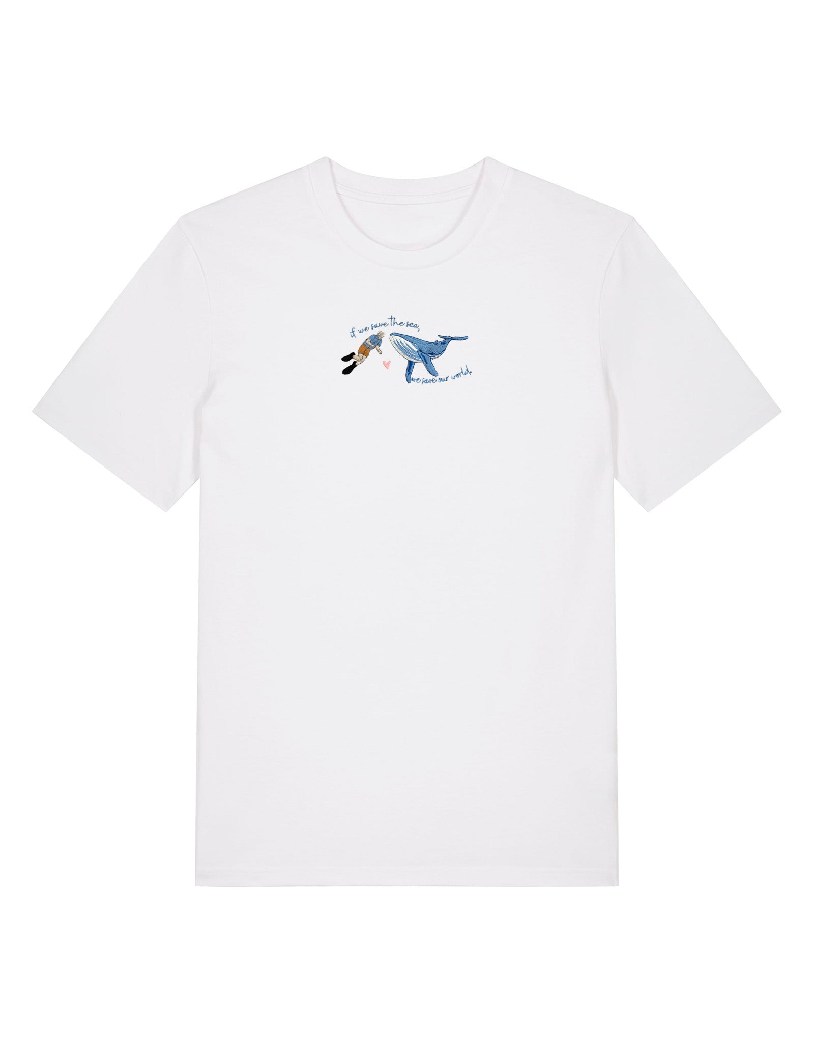 Save The Sea Embroidered Organic Cotton T-Shirt