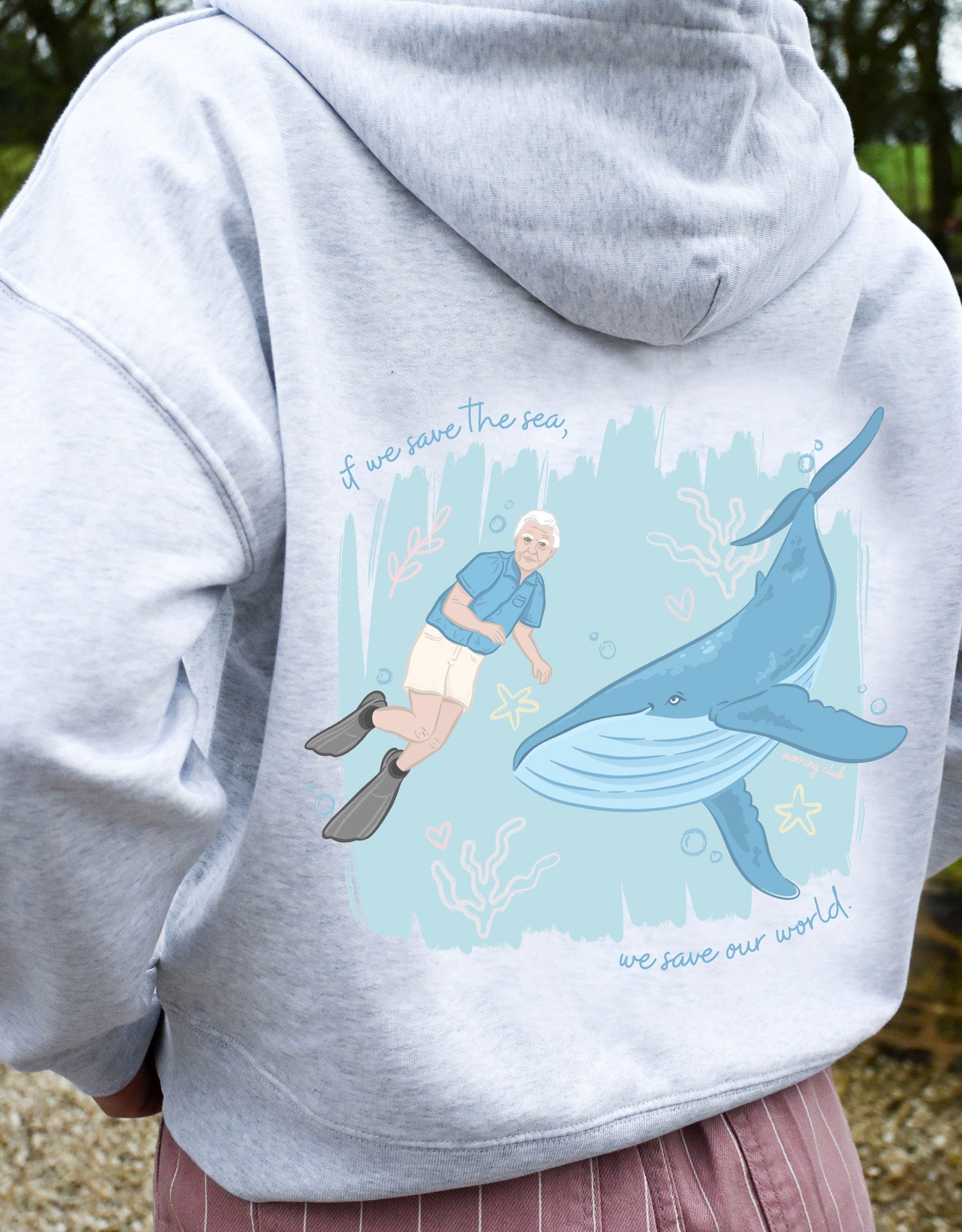 Sea The Sea Printed Boxy Organic Cotton Zip Hoodie