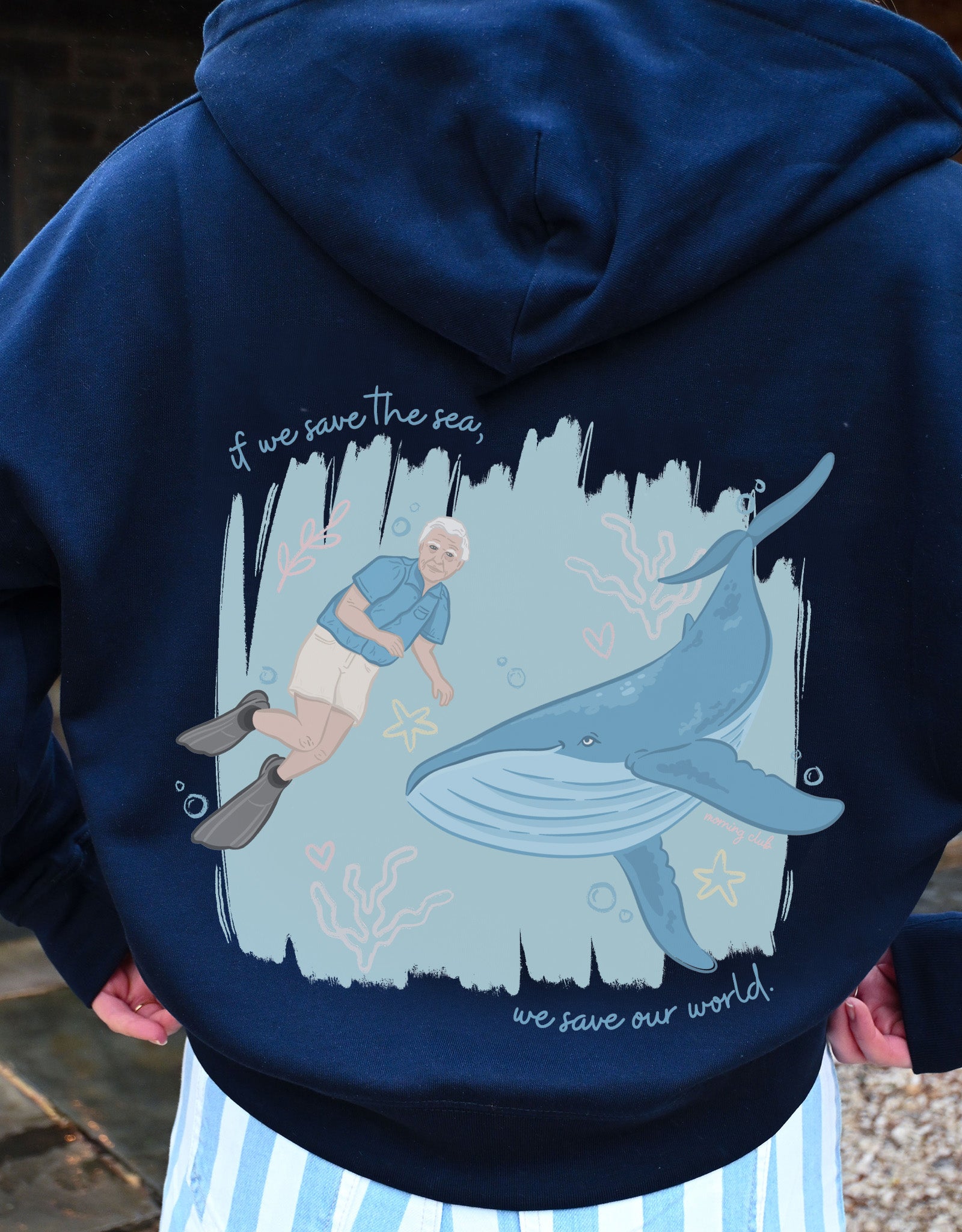 Sea The Sea Printed Boxy Organic Cotton Zip Hoodie