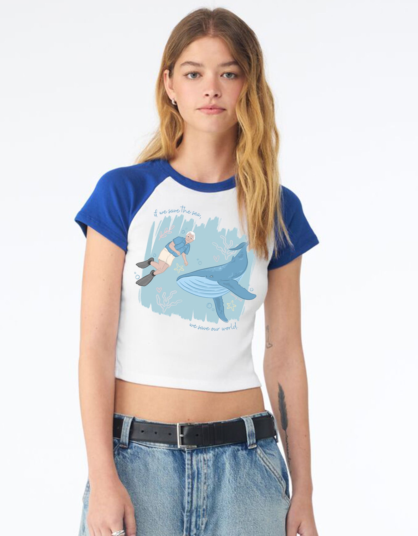 Save The Sea Printed Micro Rib Baby Tee