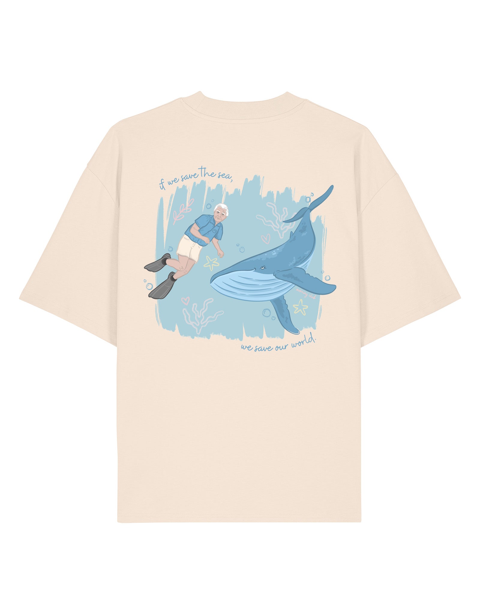 Save The Sea Printed Oversized Organic Cotton Tee