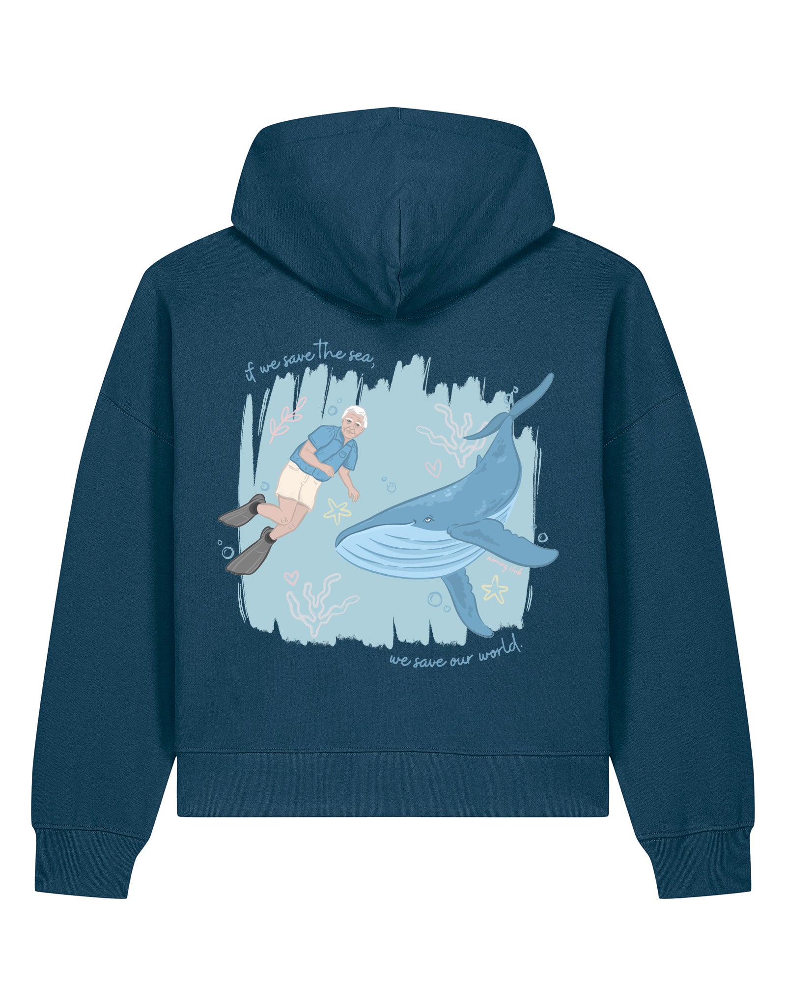 Save The Sea Printed Boxy Organic Cotton Hoodie