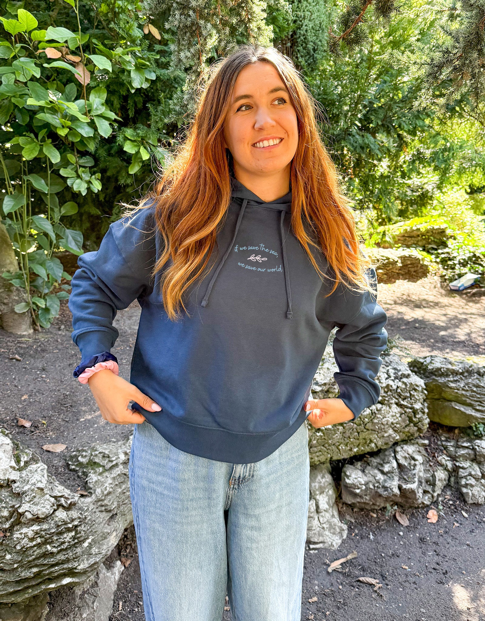 Save The Sea Printed Boxy Organic Cotton Hoodie