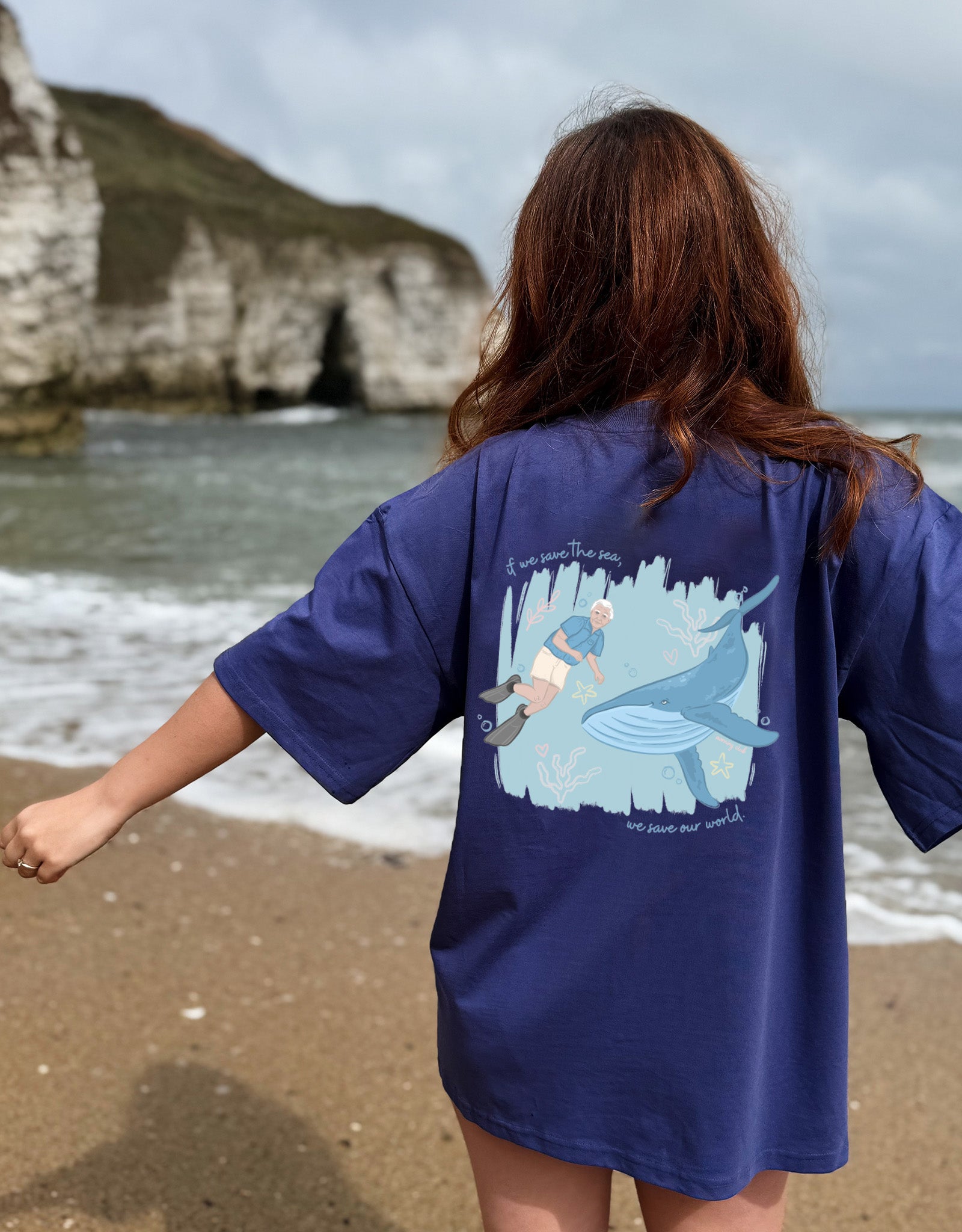 Save The Sea Printed Oversized Organic Cotton Tee