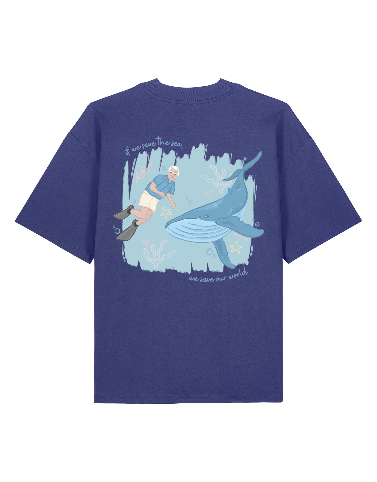 Save The Sea Printed Oversized Organic Cotton Tee