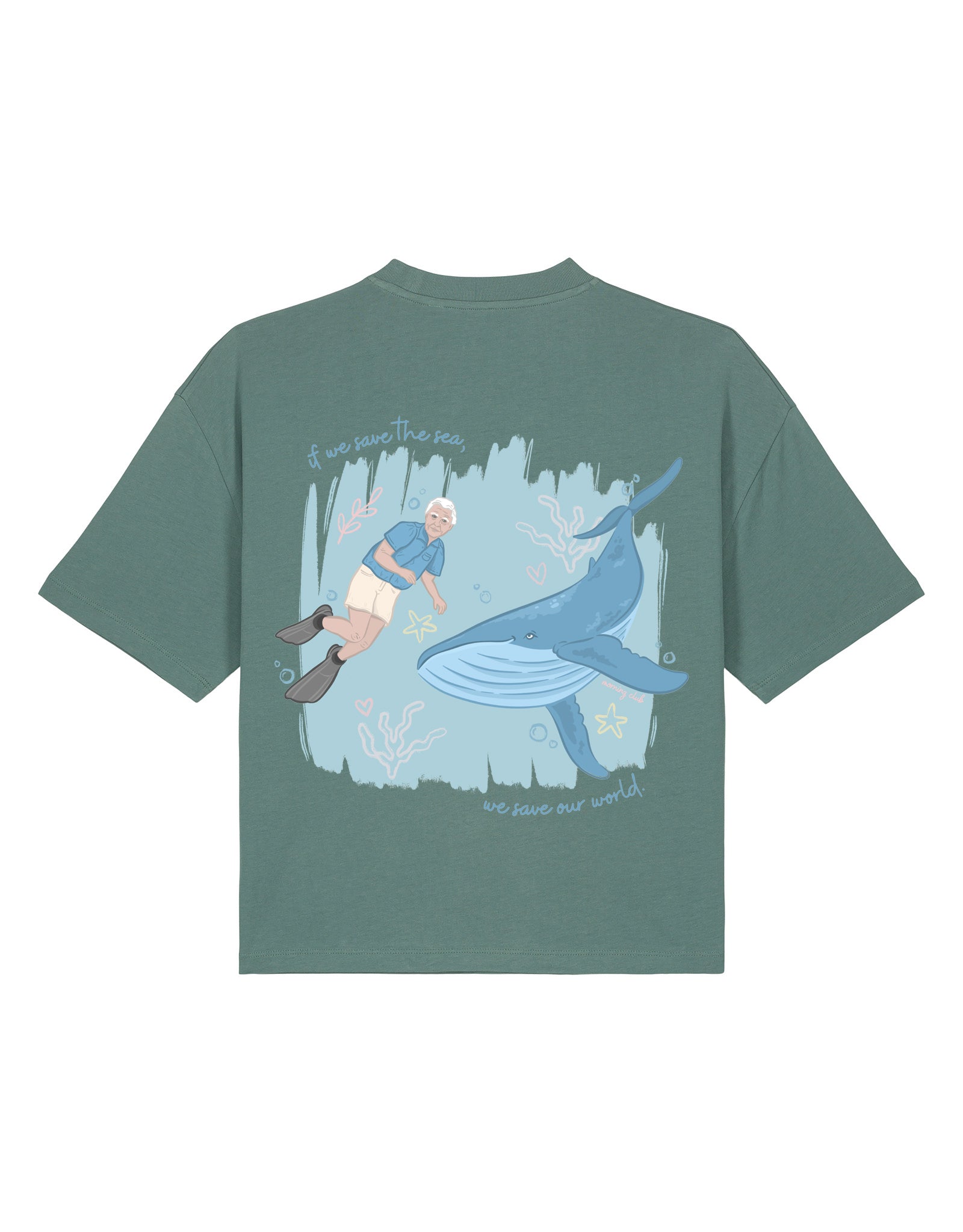 Save The Sea Printed Boxy Organic Cotton Tee