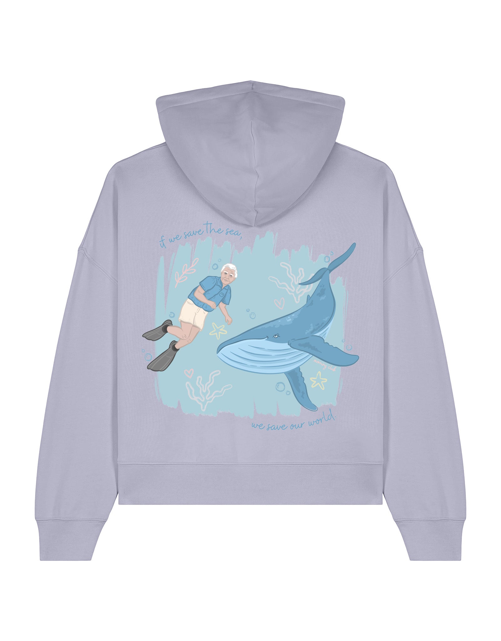 Save The Sea Printed Boxy Organic Cotton Hoodie