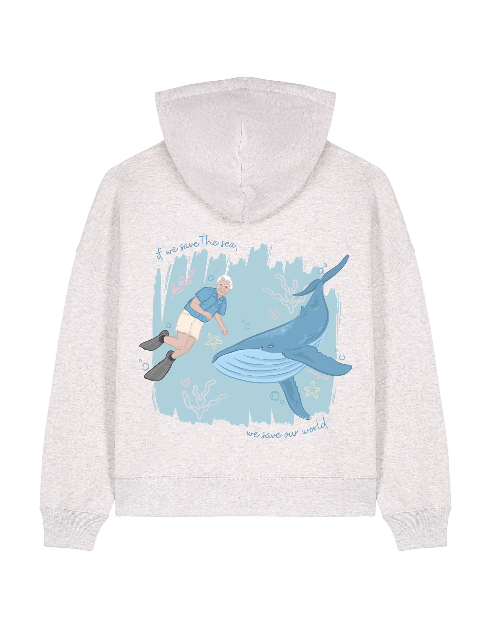Save The Sea Printed Boxy Organic Cotton Hoodie