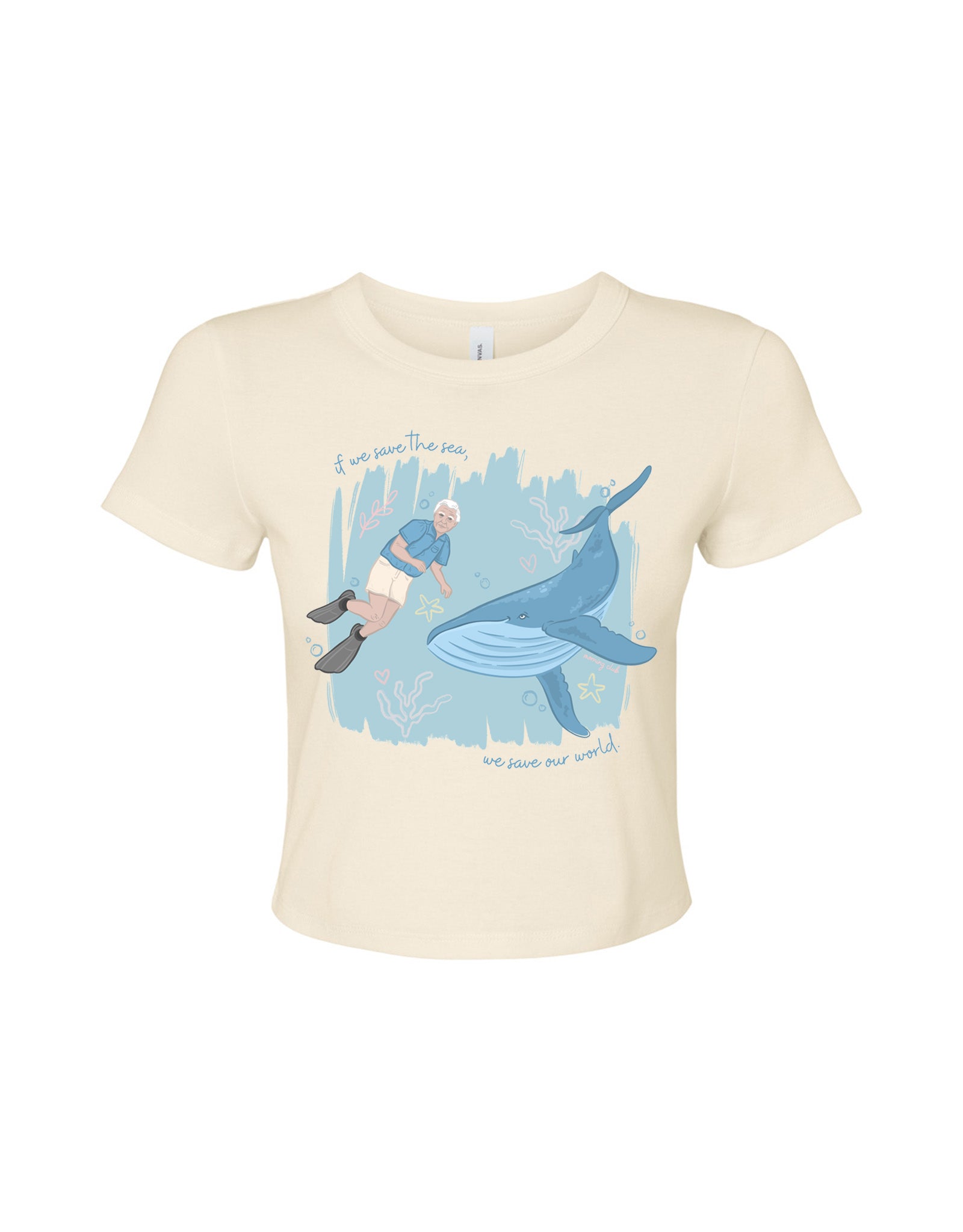 Save The Sea Printed Micro Rib Baby Tee