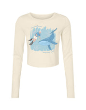 Save The Sea Printed Micro Rib Long Sleeved Tee