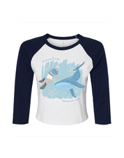 Save The Sea Printed Micro Rib 3/4 Sleeve Tee