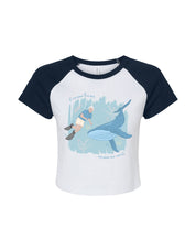Save The Sea Printed Micro Rib Raglan Baby Tee