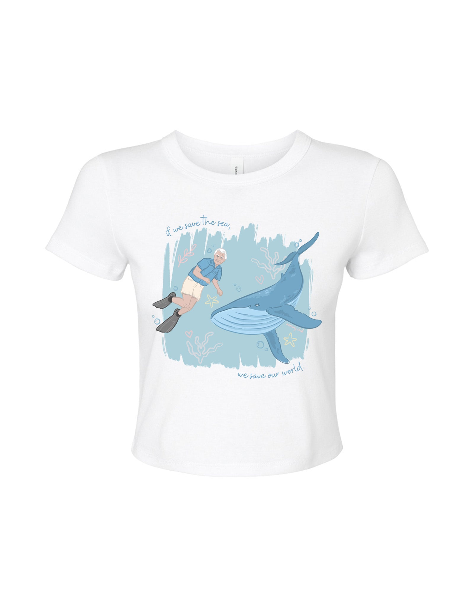 Save The Sea Printed Micro Rib Baby Tee