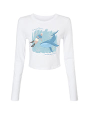 Save The Sea Printed Micro Rib Long Sleeved Tee
