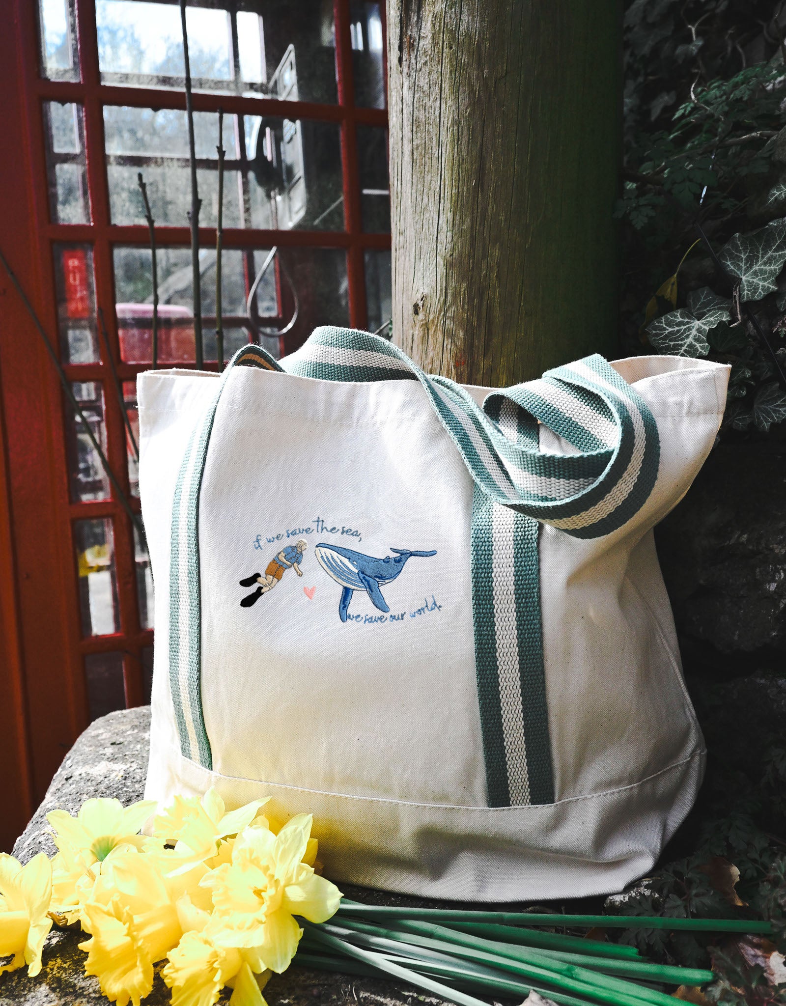 Save The Sea Embroidered Boat Bag
