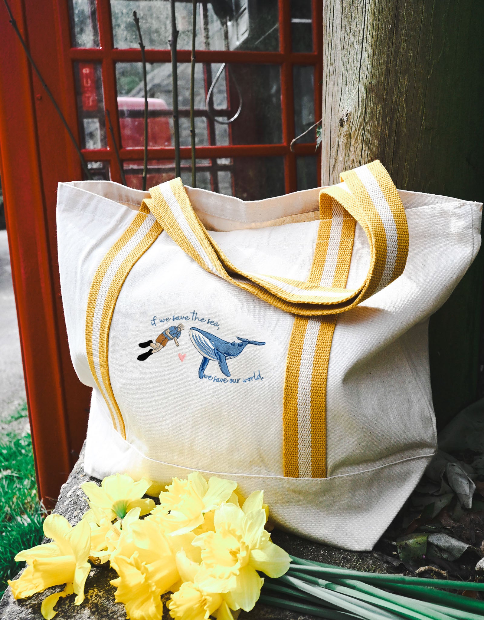 Save The Sea Embroidered Boat Bag