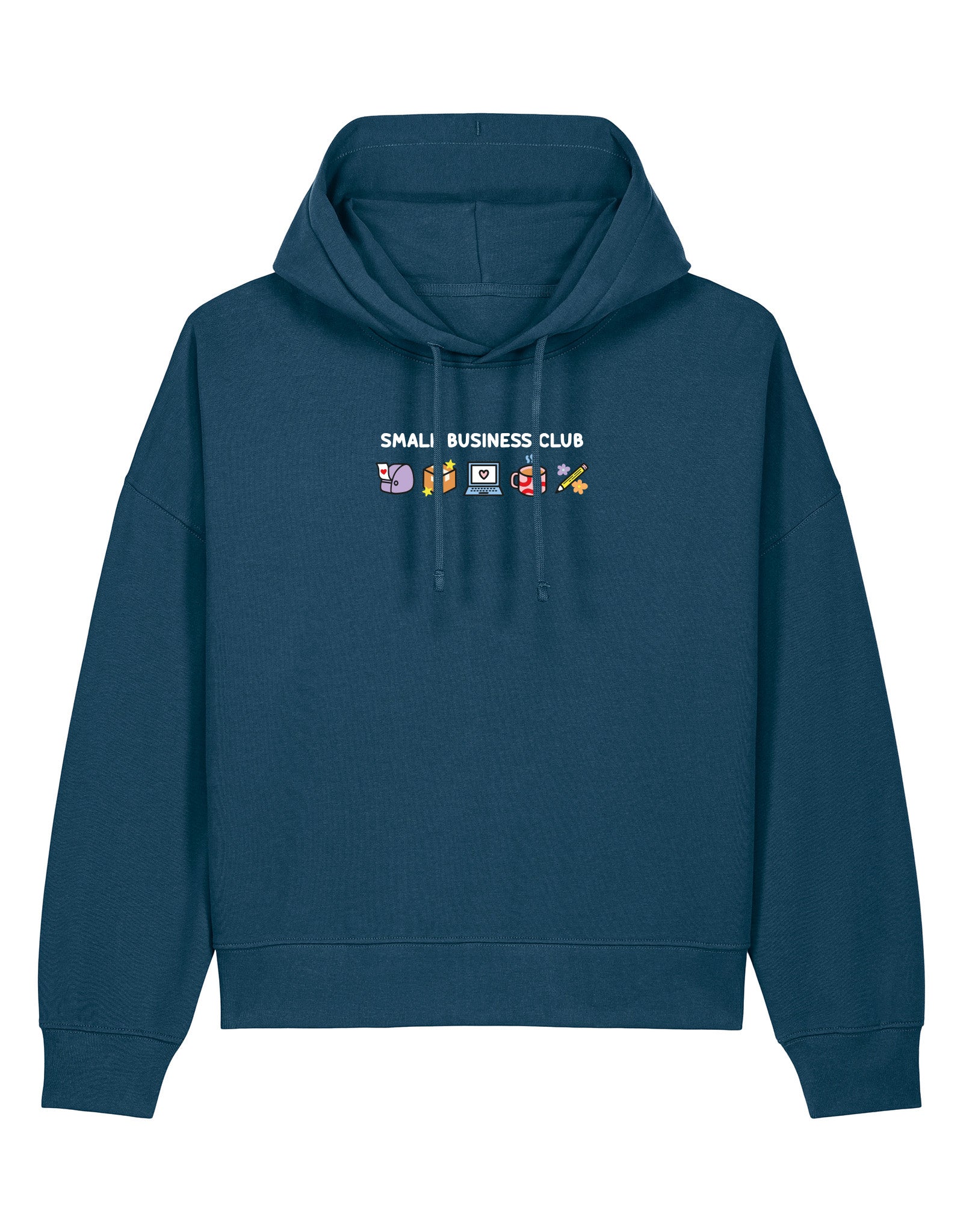 Small Business Club Embroidered Boxy Organic Cotton Hoodie