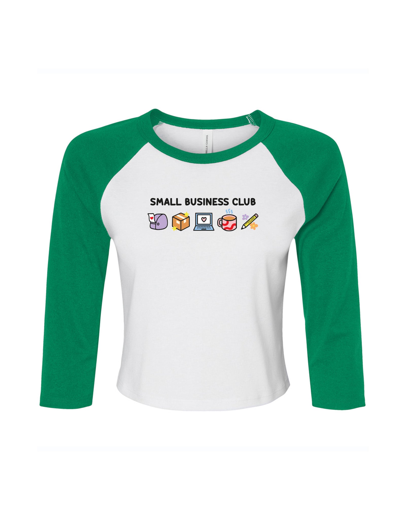 Small Business Club Embroidered Micro Rib 3/4 Sleeve Tee