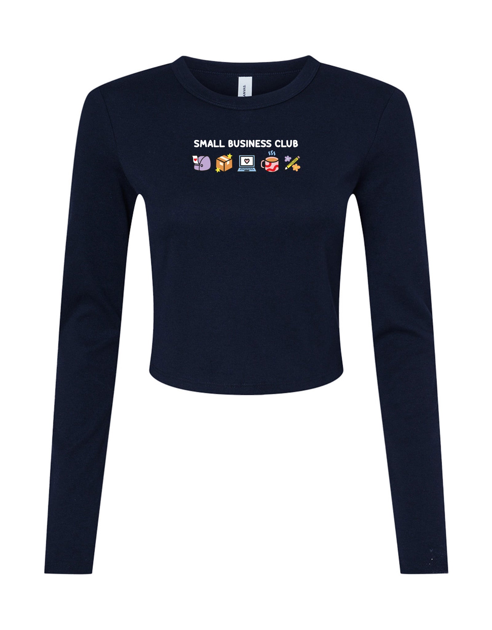 Small Business Club Embroidered Micro Rib Long Sleeved Tee