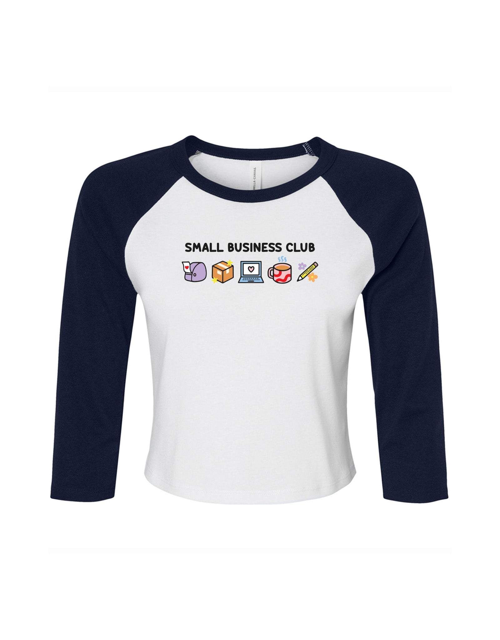 Small Business Club Embroidered Micro Rib 3/4 Sleeve Tee