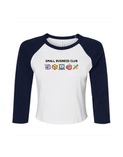 Small Business Club Embroidered Micro Rib 3/4 Sleeve Tee