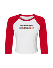 Small Business Club Embroidered Micro Rib 3/4 Sleeve Tee