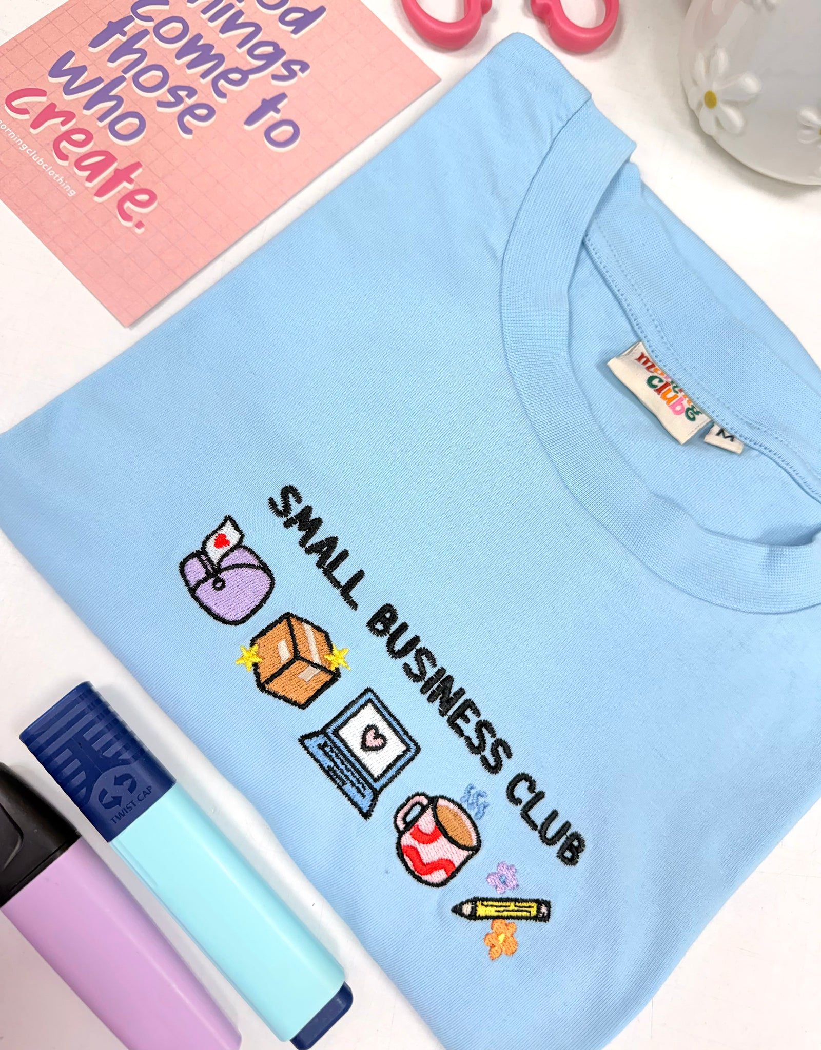 Small Business Club Embroidered Micro Rib Baby Tee