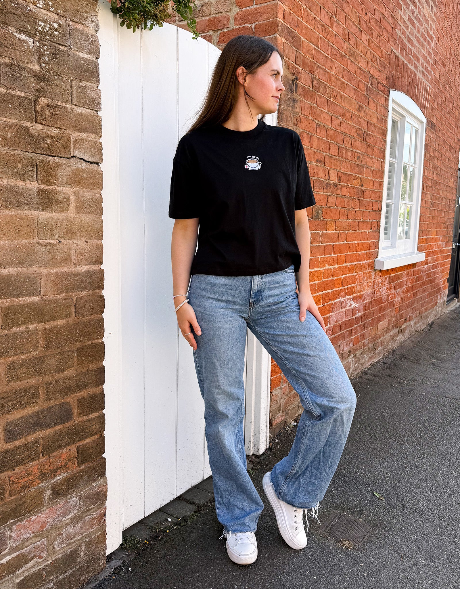Spill The Tea Embroidered Boxy Organic Cotton Tee