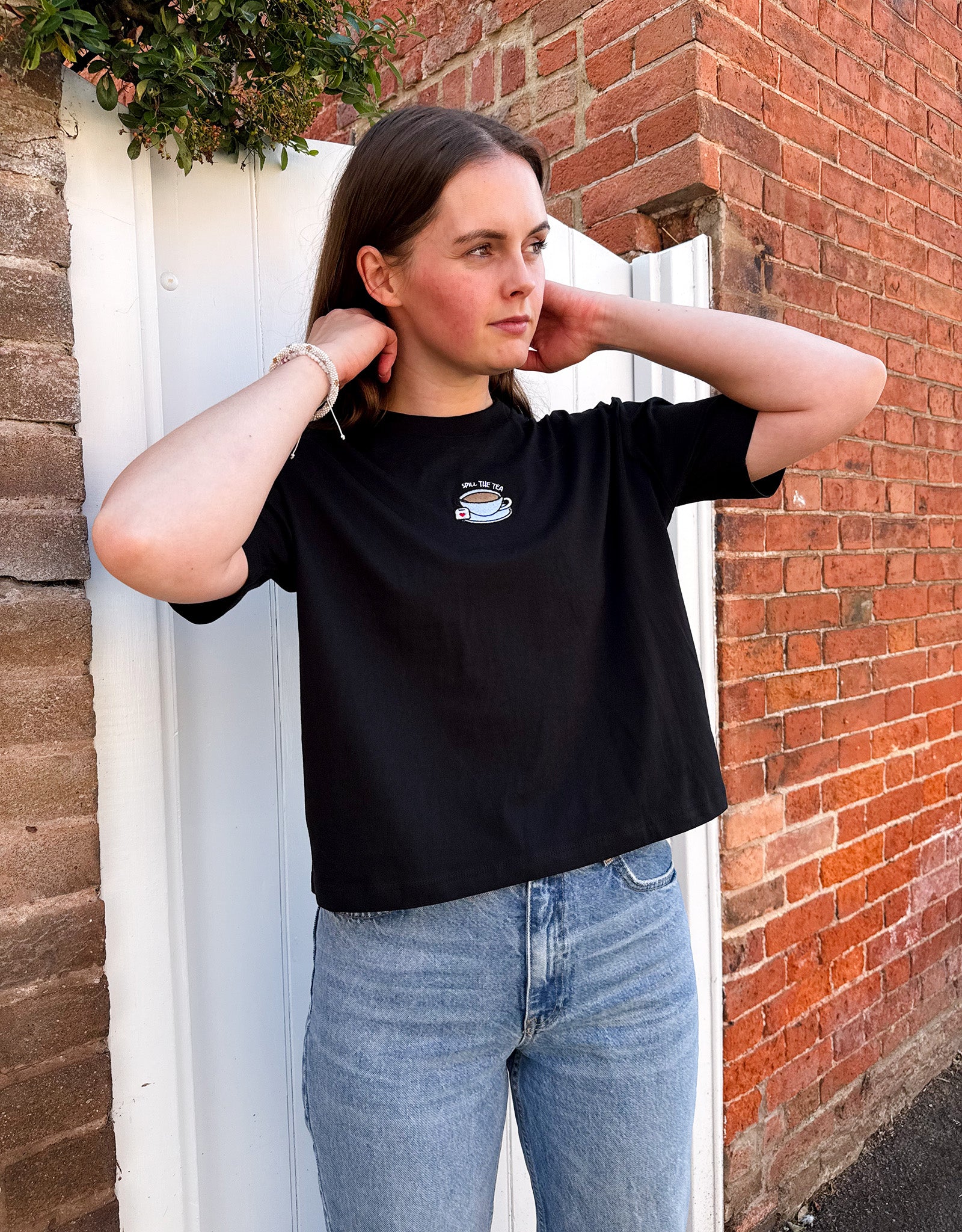 Spill The Tea Embroidered Boxy Organic Cotton Tee