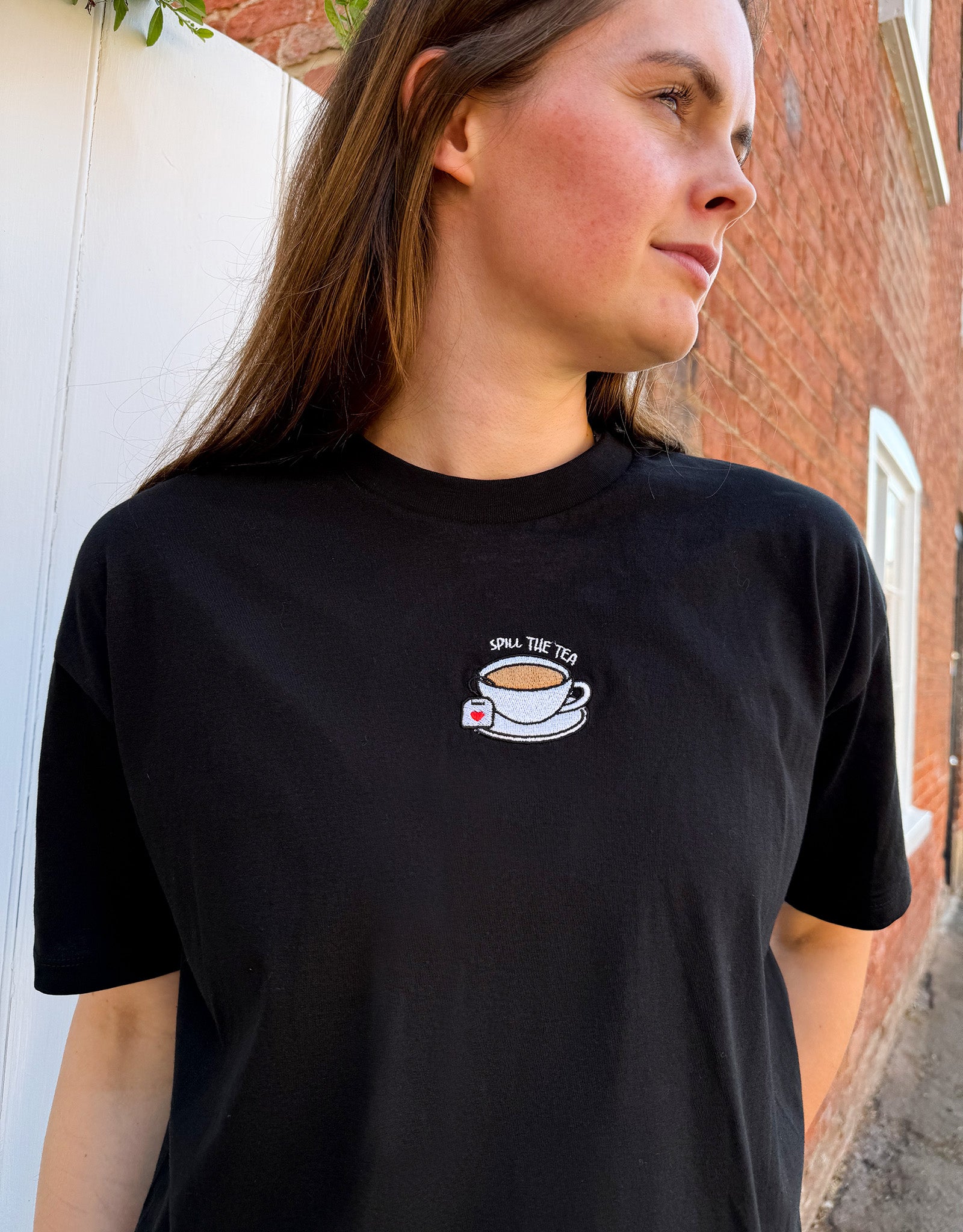 Spill The Tea Embroidered Boxy Organic Cotton Tee