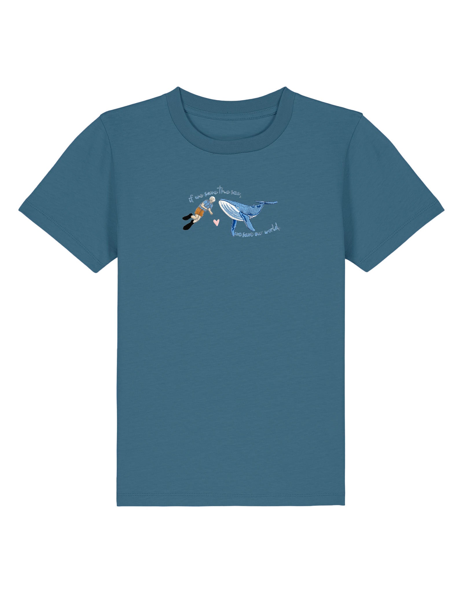 Save The Sea Embroidered Organic Cotton Childrens T-Shirt