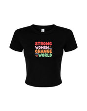 Strong Women Embroidered Micro Rib Baby Tee