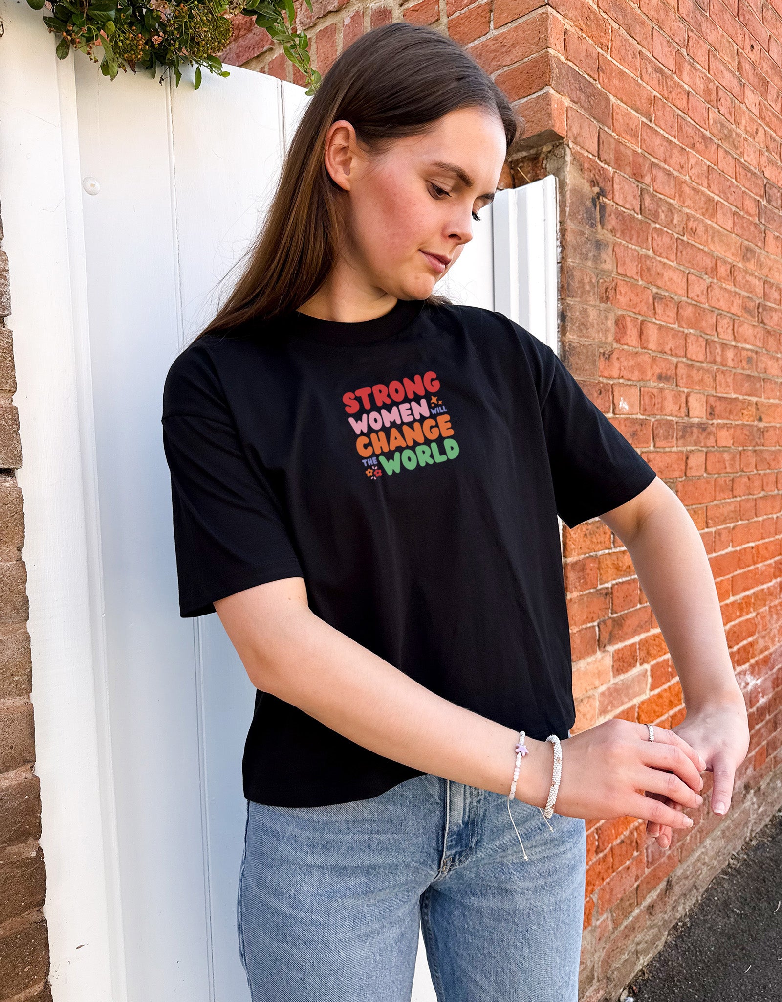 Strong Women Embroidered Boxy Organic Cotton Tee
