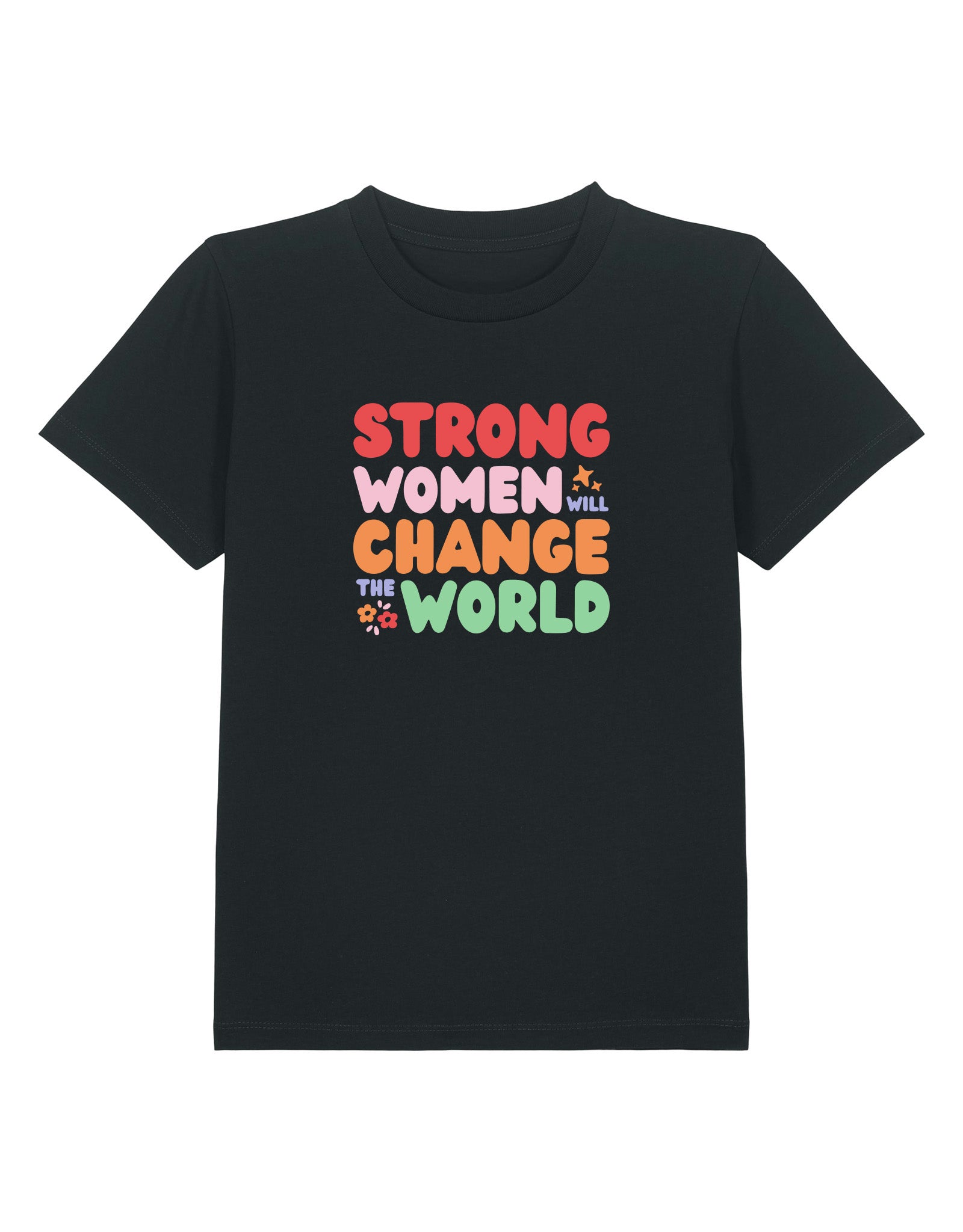 Strong Women Embroidered Organic Cotton Childrens T-Shirt