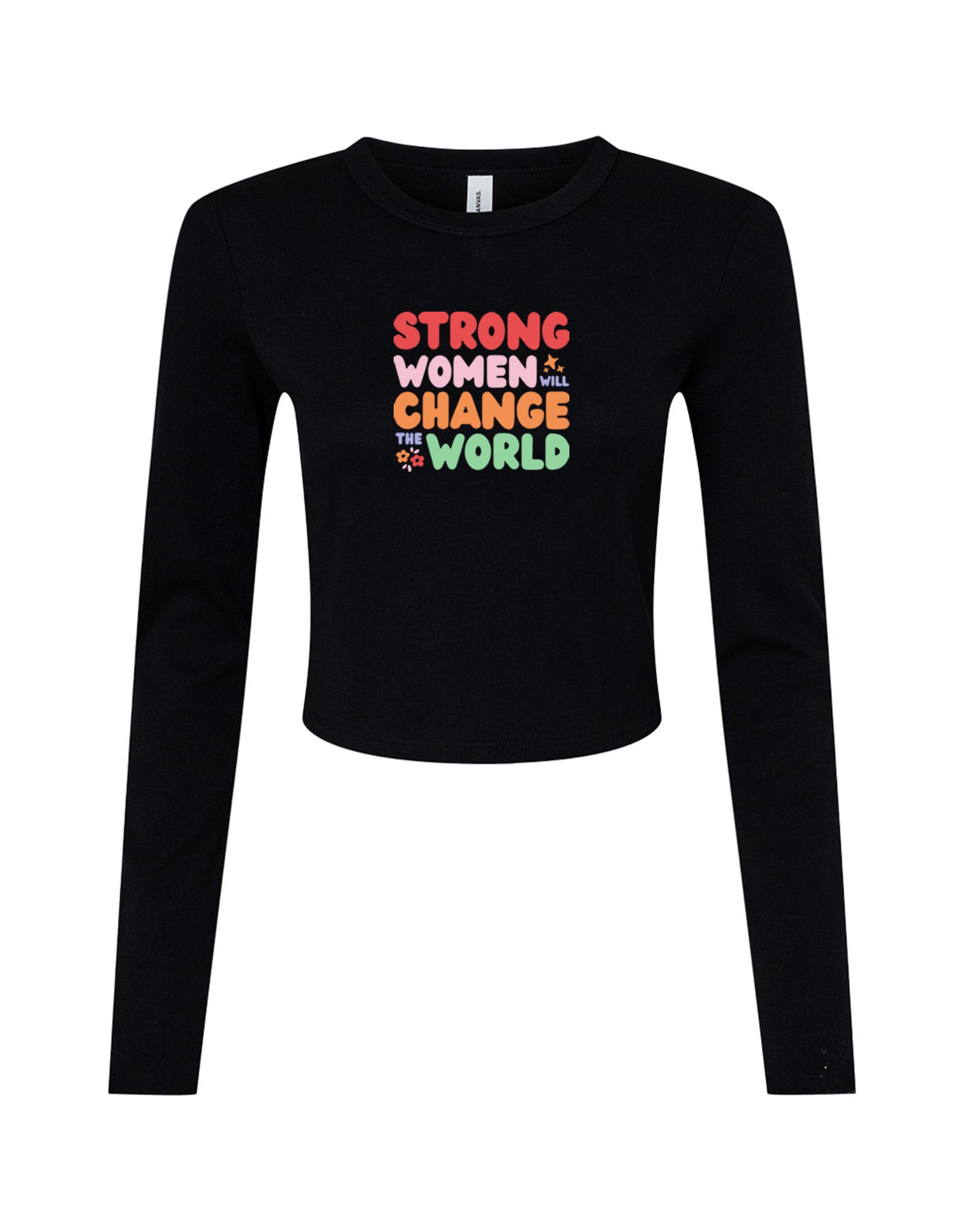 Strong Women Embroidered Micro Rib Long Sleeved Tee