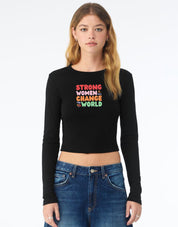 Strong Women Embroidered Micro Rib Long Sleeved Tee