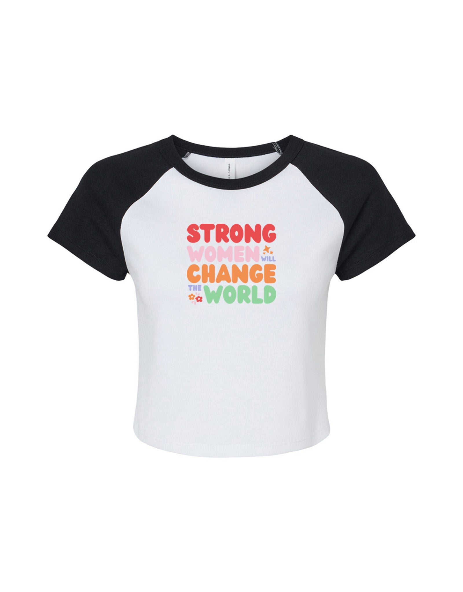 Strong Women Embroidered Micro Rib Raglan Baby Tee