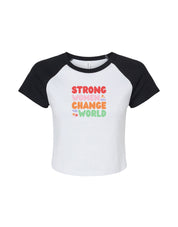 Strong Women Embroidered Micro Rib Raglan Baby Tee